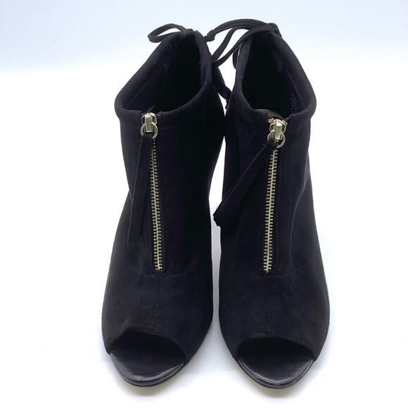 Bella Vita Black Peep Toe Bootie Nicky II Faux Suede Zip Front - 10 Medium - Picture 2 of 10